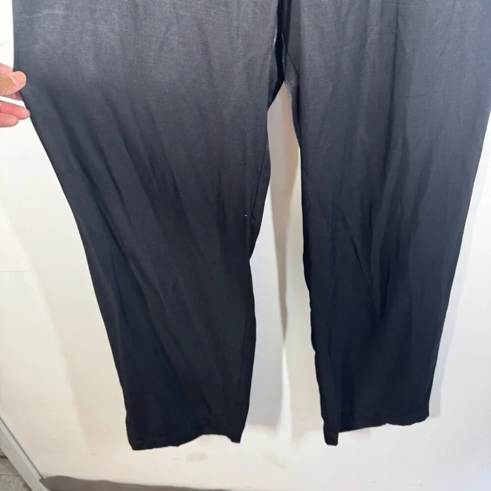 Mara’s Collection Black Satin Pants Size L Luxe Greek Made Relaxed Fit